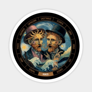 ZODIAC Gemini - Astrological GEMINI - GEMINI - ZODIAC sign - Van Gogh style - 13 Magnet